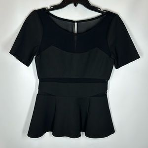 Elizabeth and James | Women’s 6 Selena Mesh Peplum Top Short Sleeve